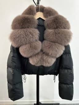 Janveny Large Natural Fox Fur Collar 90% White Duck Down Jacket Women Winter Short Waterproof PU Puffer Coat Female Thick Parkas