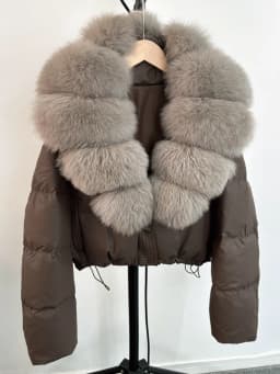 Janveny Large Natural Fox Fur Collar 90% White Duck Down Jacket Women Winter Short Waterproof PU Puffer Coat Female Thick Parkas