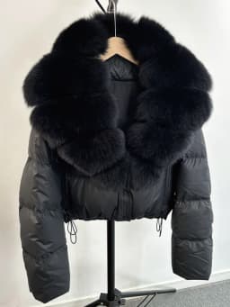 Janveny Large Natural Fox Fur Collar 90% White Duck Down Jacket Women Winter Short Waterproof PU Puffer Coat Female Thick Parkas