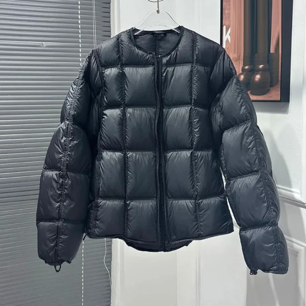 Lagabogy 2025 Autumn Winter Fluffy Light Puffer Jacket Women Baseball Collar Thicken Warm Oversized White Duck Down Short Coat