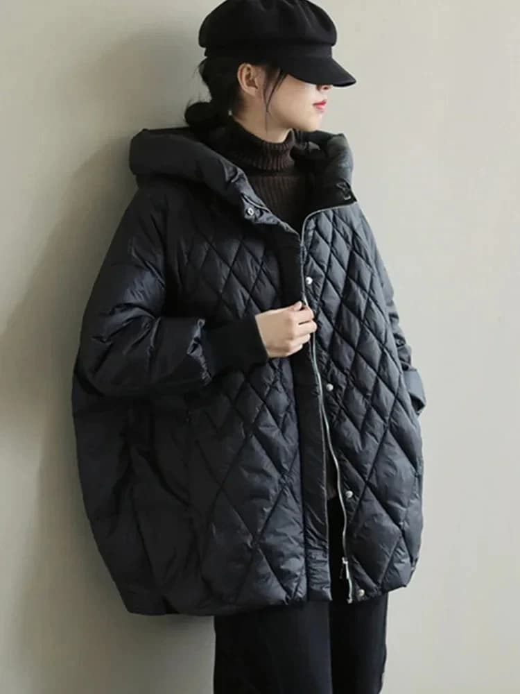 Lagabogy 2025 New Autumn Winter Women Hooded Loose 90% White Duck Down Jacket Casual Female Warm Puffer Coat Snow Parkas Outwear