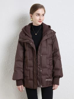 Janveny 2025 New Winter Short White Duck Down Jacket Women Casual Loose Warm Parkas Knitted Hat Detachable Puffer Down Coat