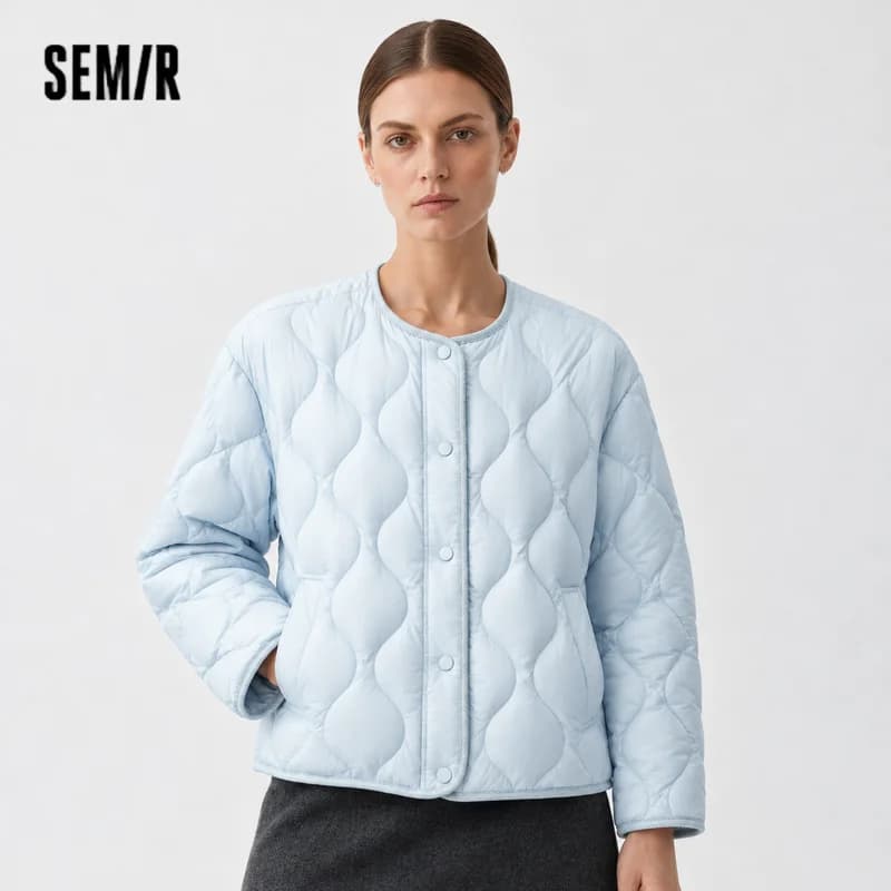 Semir Women Down Jacket Water Repellent Lightweight Build 90 Percent Down Fill Crew Neck Loose Fit 2026 Winter Clean Design