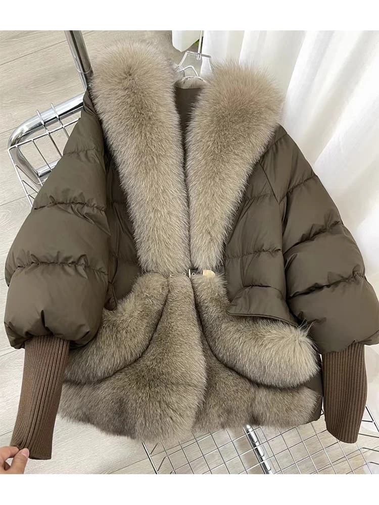 Fashion Winter Women's Warm Goose Down Jacket Real Natural Fox Collar Thick Coat Luxury Outwear Female Coat Puffer Jacket