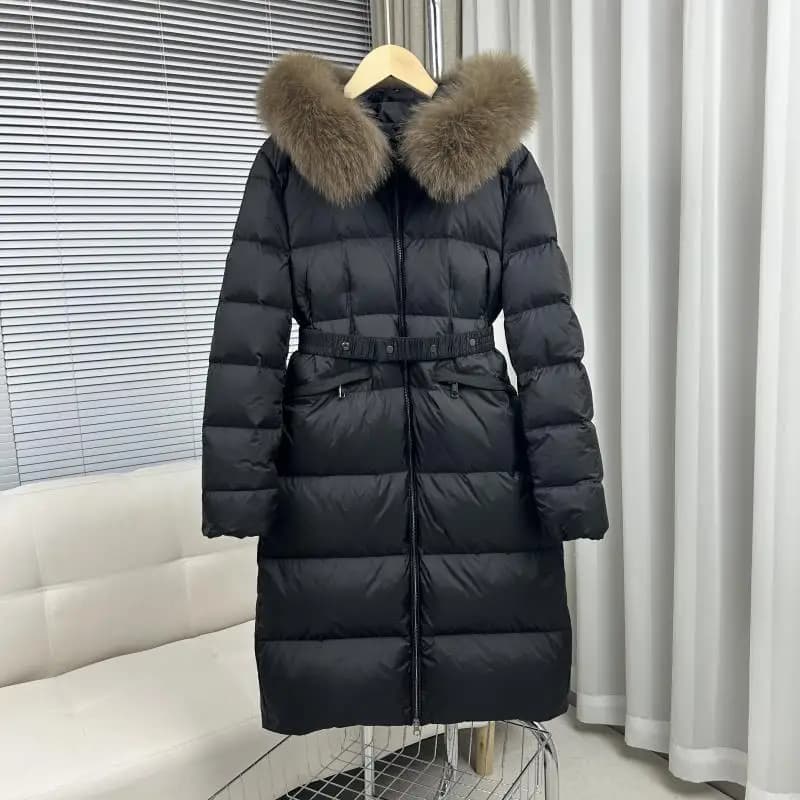 White Duck down Parka Women's Thickened Mid-Length Coat with Large Fur Collar Casual Style Warm Filling Autumn Winter New Arr...