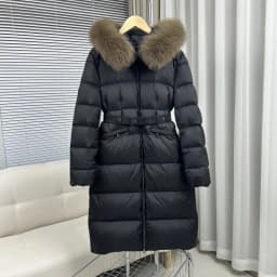White Duck down Parka Women's Thickened Mid-Length Coat with Large Fur Collar Casual Style Warm Filling Autumn Winter New Arr...