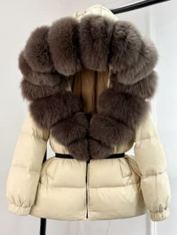 Janveny 2025 Winter Puffer Jacket Women Real Fox Fur Hooded Thick Warm 90% White Duck Down Coat Female Parkas Waterproof
