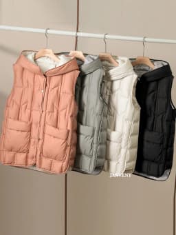 Janveny 2025 New Fashion Women Hooded Down Sleeveless Vest Women Lightweight Seamless White Duck Feather Puffer Short Waistcoat
