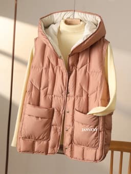 Janveny 2025 New Fashion Women Hooded Down Sleeveless Vest Women Lightweight Seamless White Duck Feather Puffer Short Waistcoat
