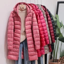 Plus Size Winter Womens Down Jackets Long Ultra Light Thin Casual Coat Puffer Jacket Slim Remove Hooded Parka Portable Windproof