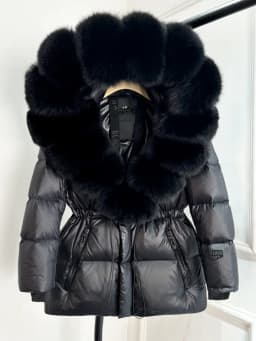 Janveny Glossy Waterproof Puffer Coat Women 2025 New Winter Real Fox Fur Hooded Female Parkas Shiny 90% Duck Down Jacket Outwear