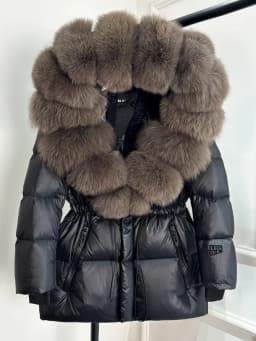 Janveny Glossy Waterproof Puffer Coat Women 2025 New Winter Real Fox Fur Hooded Female Parkas Shiny 90% Duck Down Jacket Outwear
