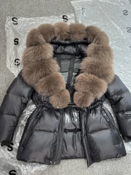 Janveny Glossy Waterproof Puffer Coat Women 2025 New Winter Real Fox Fur Hooded Female Parkas Shiny 90% Duck Down Jacket Outwear