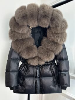 Janveny Glossy Waterproof Puffer Coat Women 2025 New Winter Real Fox Fur Hooded Female Parkas Shiny 90% Duck Down Jacket Outwear