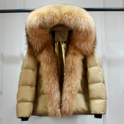Lagabogy 2025 New Women Winter Hooded Puffer Coat Large Real Fox Fur Down Jacket Female Loose Waterproof Parkas Zipper Outerwear