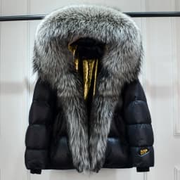 Lagabogy 2025 New Women Winter Hooded Puffer Coat Large Real Fox Fur Down Jacket Female Loose Waterproof Parkas Zipper Outerwear