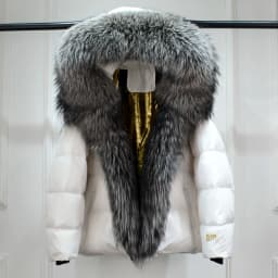 Lagabogy 2025 New Women Winter Hooded Puffer Coat Large Real Fox Fur Down Jacket Female Loose Waterproof Parkas Zipper Outerwear