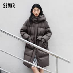 Semir Long Down Coat Hooded Raglan Sleeve Women 2025 Winter Solid Color Warm Thickened Casual Daily Insulated Outerwear