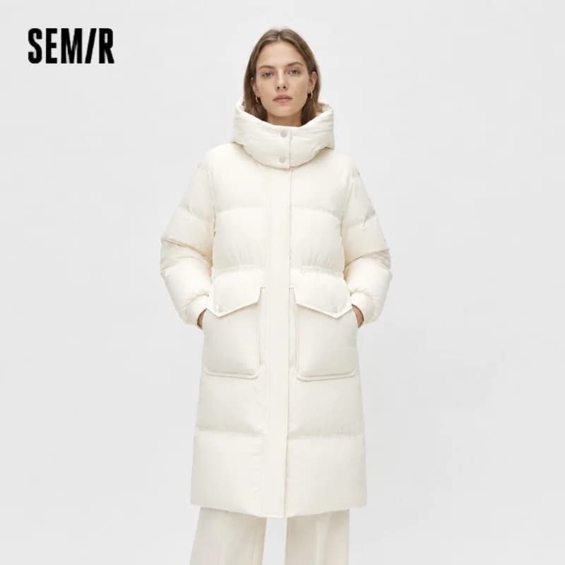 Semir Long Down Coat Hooded Raglan Sleeve Women 2025 Winter Solid Color Warm Thickened Casual Daily Insulated Outerwear