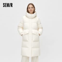 Semir Long Down Coat Hooded Raglan Sleeve Women 2025 Winter Solid Color Warm Thickened Casual Daily Insulated Outerwear