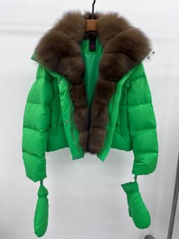 2025 Fashion Winter Women Warm Real Natural Fox Fur Collar Goose Down Jackets Female Outwear Puffer Jackets With Gloves