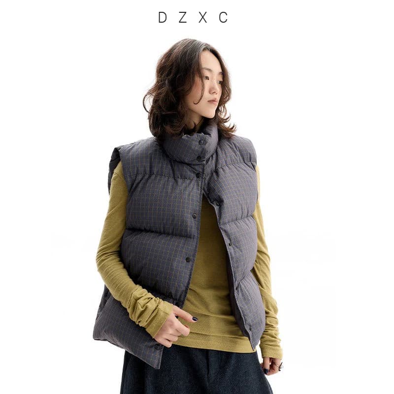 Reversible~Vintage Plaid down Vest, New Style for Women in Winter 2026