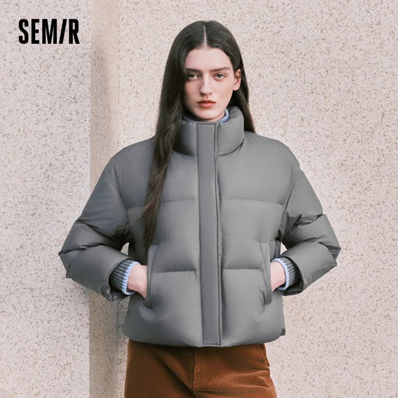Semir Women Down Jacket Water Repellent 90 Percent Down Fill Layered Look Loose Fit Puffer Shape 2026 Winter Warm Insulation