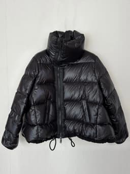 Women's Black Short High Collar Duck down Jacket Winter 2024 Loose Fit Thickened Fashionable Warm Zipper Closure Coat