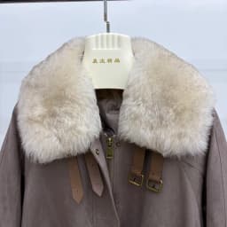 Women Oversized Loose Parka Real Shearling Fur Collar Goose Down Liner Winter Coat Big Pockets Drawstring Hem Warm Outerwear