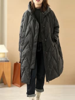 Janveny Women Loose Long Coat 90% White Duck Down Jacket Women 2025 Winter Female Overcoat Winter Hooded Puffer Feather Parkas