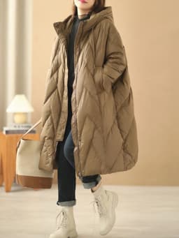 Janveny Women Loose Long Coat 90% White Duck Down Jacket Women 2025 Winter Female Overcoat Winter Hooded Puffer Feather Parkas