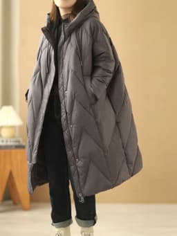 Janveny Women Loose Long Coat 90% White Duck Down Jacket Women 2025 Winter Female Overcoat Winter Hooded Puffer Feather Parkas