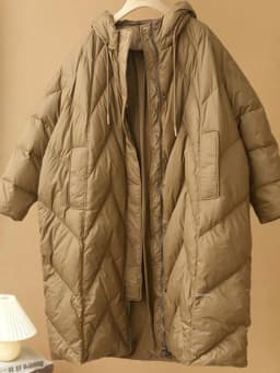 Janveny Women Loose Long Coat 90% White Duck Down Jacket Women 2025 Winter Female Overcoat Winter Hooded Puffer Feather Parkas