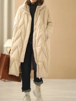 Janveny Women Loose Long Coat 90% White Duck Down Jacket Women 2025 Winter Female Overcoat Winter Hooded Puffer Feather Parkas