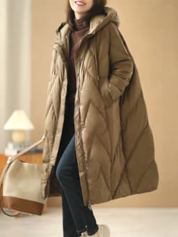 Janveny Women Loose Long Coat 90% White Duck Down Jacket Women 2025 Winter Female Overcoat Winter Hooded Puffer Feather Parkas