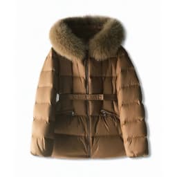 2024 Winter Fashion Down jacket Women Short Thickened Slim fit Waist Hugging Fox Big Fur Collar Hood White Duck