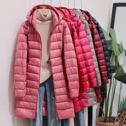 SEDUTMO Winter Womens Down Jackets Long Ultra Light Thin Casual Coat Puffer Jacket Slim Remove Hooded Parka ED1275