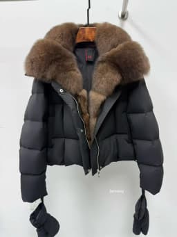Janveny 2025 Luxury Huge Natural Fox Fur Collar Goose Down Jacket Women Casual Warm Puffer Down Coat With Gloves Parka Outwear