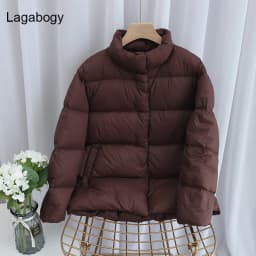 Lagabogy 2025 New Autumn Winter Ultra Light 90% White Duck Down Coat Slim Short Puffer Jacket Female Zipper Casual Tops Parkas