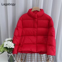 Lagabogy 2025 New Autumn Winter Ultra Light 90% White Duck Down Coat Slim Short Puffer Jacket Female Zipper Casual Tops Parkas