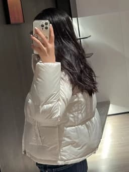 Short Puffer Jacket Stand Collar Warmth Bread Style White Duck down Filling Eco Friendly Material Women's Winter Coat