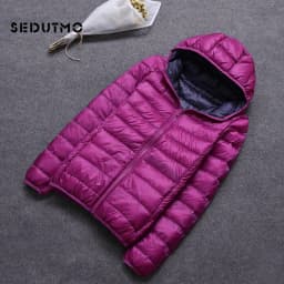 SEDUTMO Winter Duck Down Coat Women Hooded Two Side Wear Jackets Ultra Light Coat Spring Puffer Jacket ED616
