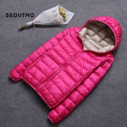 SEDUTMO Winter Duck Down Coat Women Hooded Two Side Wear Jackets Ultra Light Coat Spring Puffer Jacket ED616