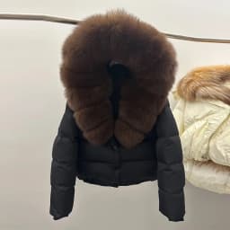 Janveny Natural Real Fox Fur Hooded Short Puffer Jacket Women 2025 Winter 90% White Duck Down Coat Female Parkas Outwear