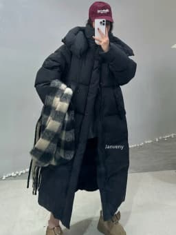 Janveny Women's Down Coats Korean Loose Hooded Thick Warm Long Duck Down Jacket Winter Puffer Coat For Female Parkas Outwear