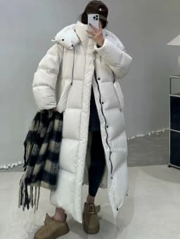 Janveny Women's Down Coats Korean Loose Hooded Thick Warm Long Duck Down Jacket Winter Puffer Coat For Female Parkas Outwear