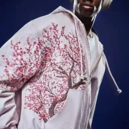 American Harajuku Sakura Retro Embroidery Pink Hoodie Y2K Jacket Men Women Gothic Streetwear Oversized Casual Fashion Outerwear