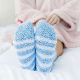 1 Pair Women's Autumn and Winter Striped Coral Fleece Sleep Socks Thickened Warm Mid-Calf Home Socks Simple Floor Socks
