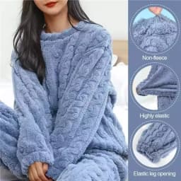 Women's Minimalist Soft Coral Velvet Jacquard Warm Pajama Set Cozy Loungewear Outerwear for Winter Christmas Back to School Gift