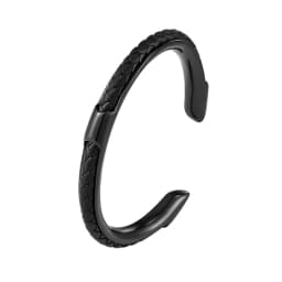MKENDN Classic Men Stainless Steel Woven Leather Cuff Bracelet Bangles Fashion Minimalist Jewelry Pulseras Lovers' Gift